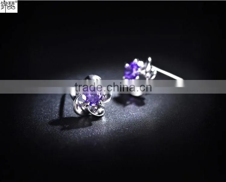JINSE Korean Style Plum Flower Stud Earring
