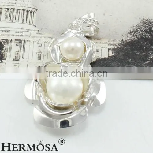 Flower Round Pure White Two Pieces Pearl 925 Sterling Silver Lady Sweet Wedding Gift Pendant