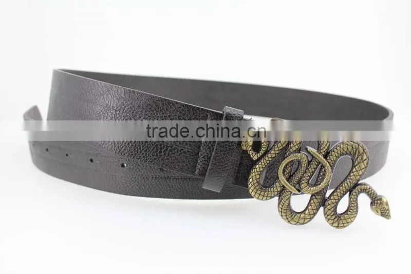 2015 Vintage Style pu casual belt for women with Snake shape buckles in yiwu