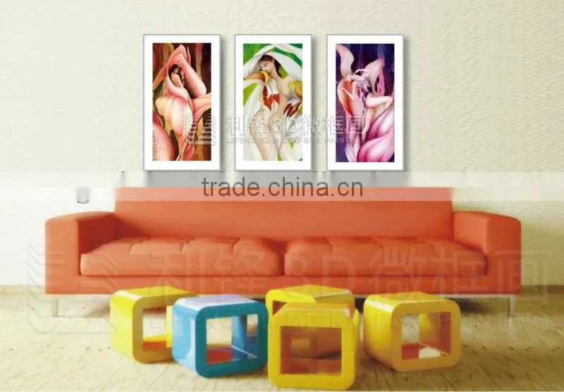 PS lenticular 3D picture with miniature framed for decoration