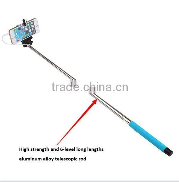 2015 Factory Price High Quality Colorful Smartphone Monopod Selfie Stick With Bluetooth Shutter
