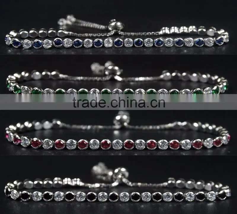 Hot sale 925 Sterling Silver Created Blue &White CZ Sapphire Tennis Bracelet