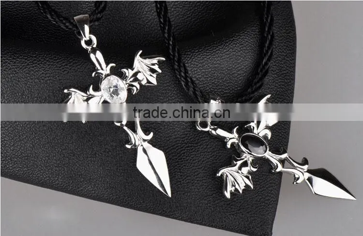 Large Hammered Cross Pendants 925 Sterling Silver Pendant With CZ Diamond