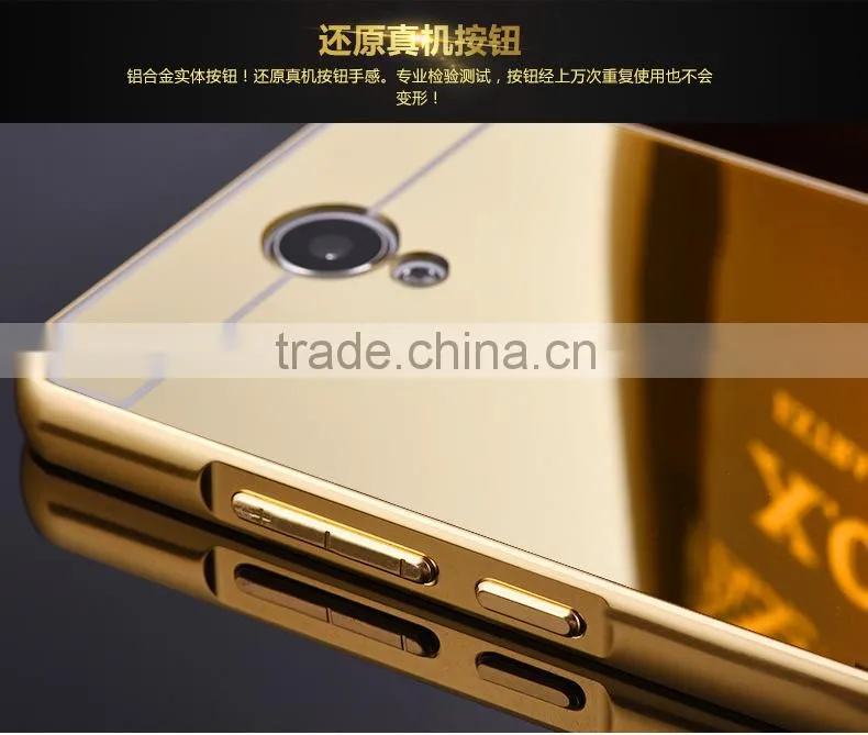 PC Mirror Back Cover Case Cell Phone Case Aluminum Metal Bumper Case For Xiaomi For Redmi Note 2