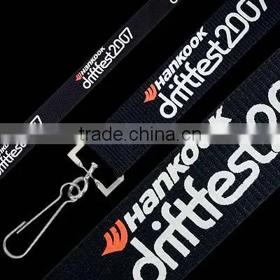 Soft polyester black custom printed lanyard webbing