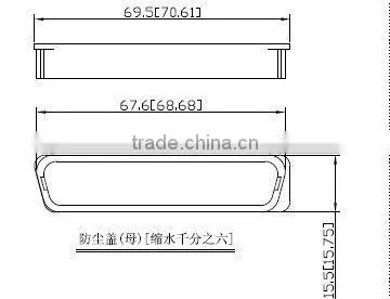 57 Series Centronics Connector 50 pin RJ21 Cable Champ Female Solder Type Receptacle Socket with All Plastic Cover