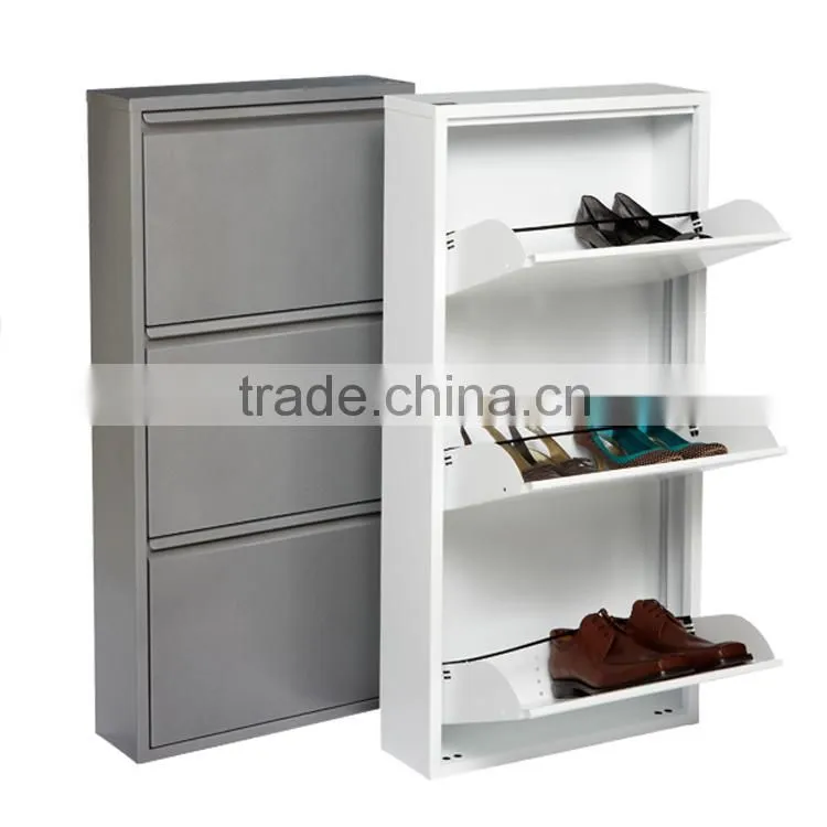 Cheap Three Drawers Steel Shoe Cabinet 30 Pair Metal Shoe Rack White Antique Store Shoe Cabinet