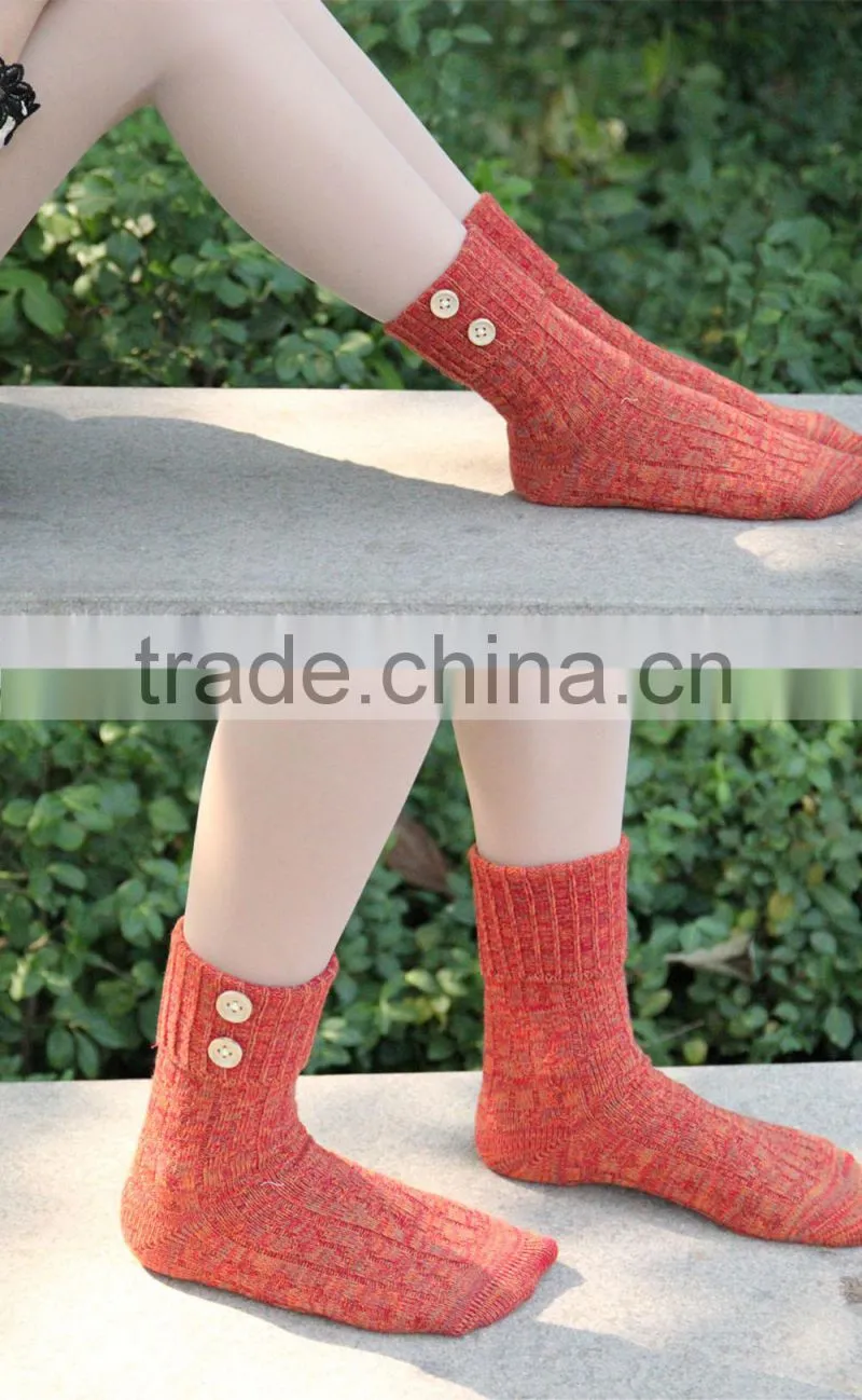 Women's Warmer Thick Needle Socks with button