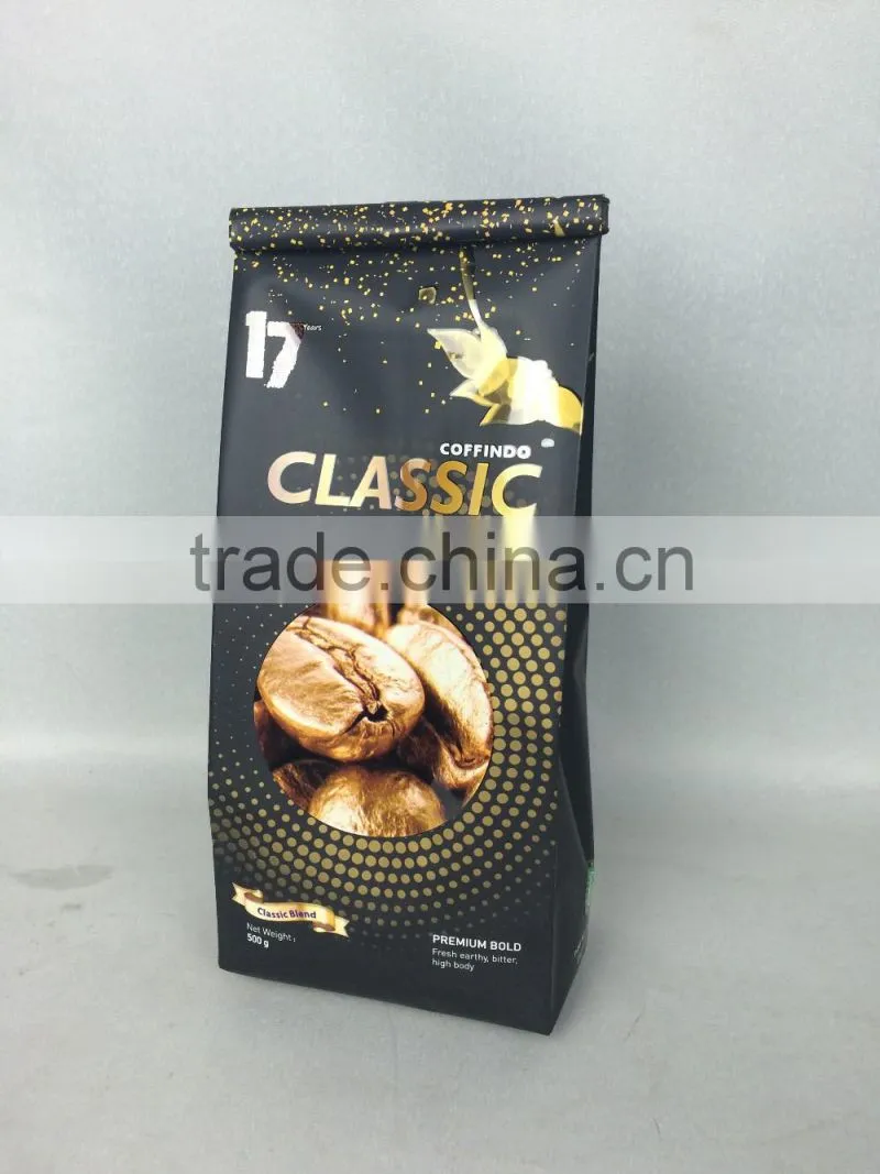 zip lock stand up plastic coffee bag pouch with valve