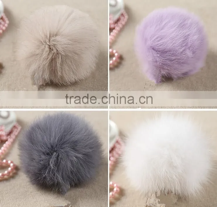 2015 Colorful Dyed Customize Real Fox Fur Pom Poms / Pompom Keychain