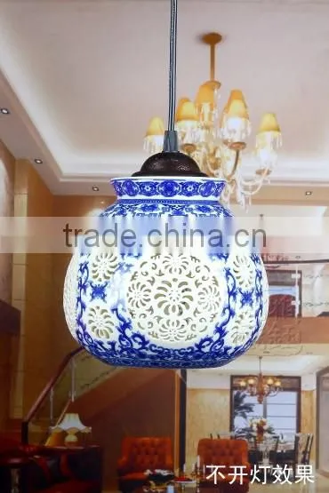 Vintage LED Pendant Light Blue White Porcelain Ceramic Loft Coffee Bar Restaurant Kitchen Lights