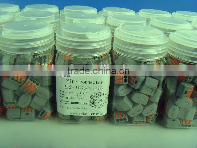 directly factory WAGO spring lever push fit reusable cable 3 wire connectors 32A Wago 221-413 replacement