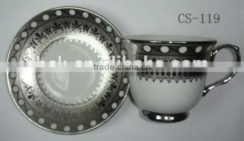 porcelain custom printed cups and saucer with low price,