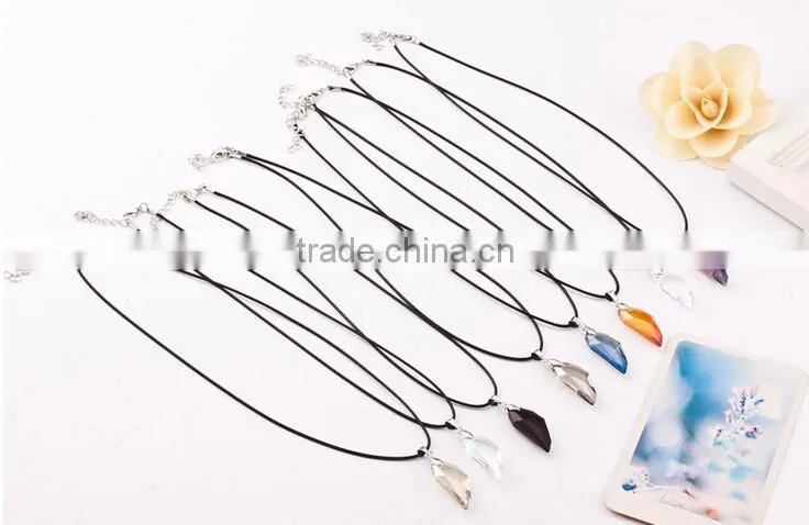 Crystal Wolf Tooth Style Pendant Black Chord Unisex Fashion Necklace Gift