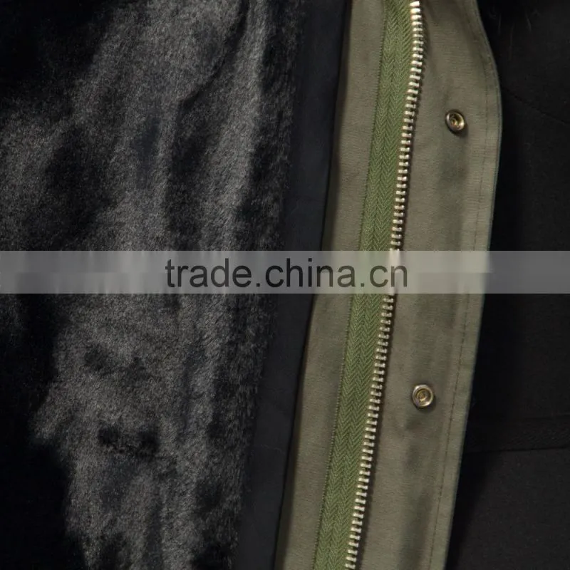 Fashionable hot sale military parka jacket with real raccoon fur hood