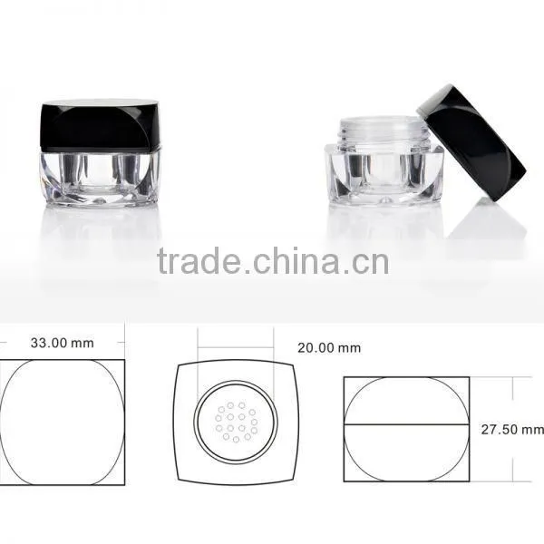 Empty mini transparent cosmetic loose powder jar