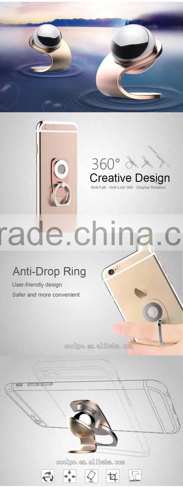 Finger Ring Grip 360 Rotation magnetic car phone holder
