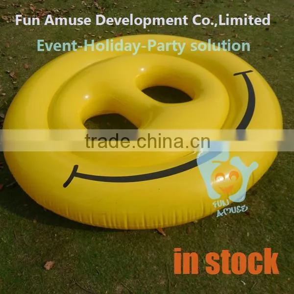 High quality adult pool toys smile face pool float inflatable donut