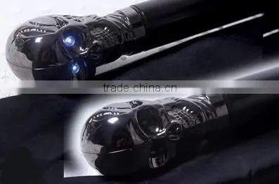 skull designs auto open straight umbrella handle led light umbrella