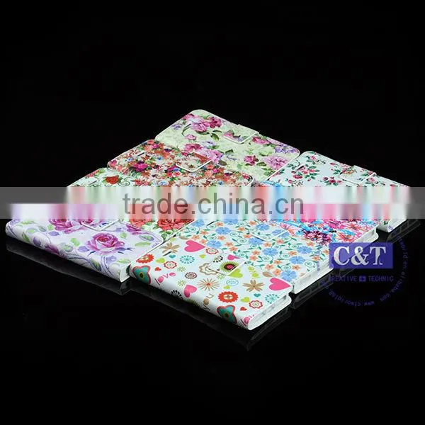 C&T Flower Flip Folio Wallet Magnetic Closure PU Leather Cover for Iphone SE