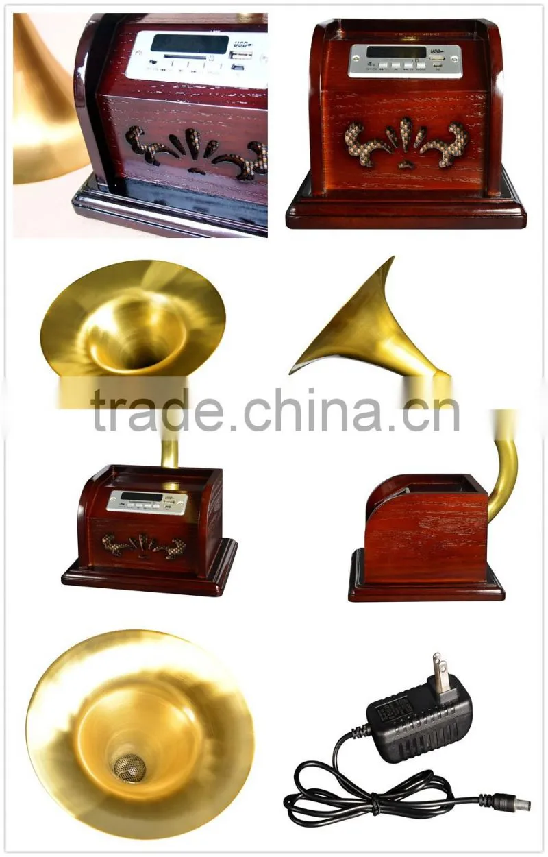Rain Lane Antique Style USB SD Bluetooth Decoration Gramophone With Horn Music Box