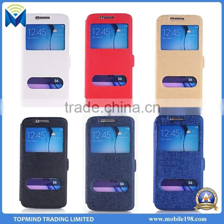 2016 New Flip Case for Samsung Galaxy S6, for Samsung Galaxy S6 Window Leather Case Smart Phone Case