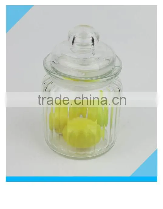 300ml Fancy Round Glass Candy Jar with Glass Lid