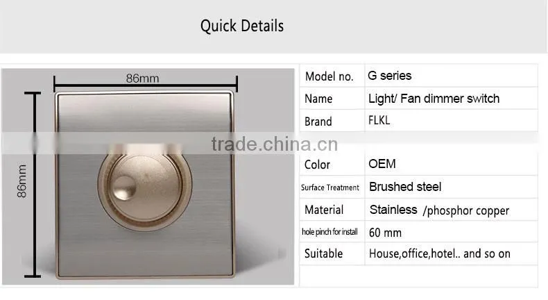 wall mount light fan speed control dimmer switch with 100w 100W 220v