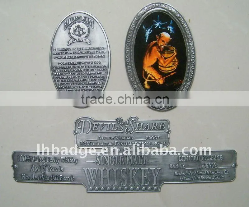 aluminum Vodka or Whiskey wine label