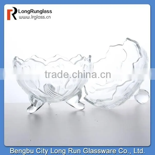 LongRun personalized rose bud design tripod glass candy dish