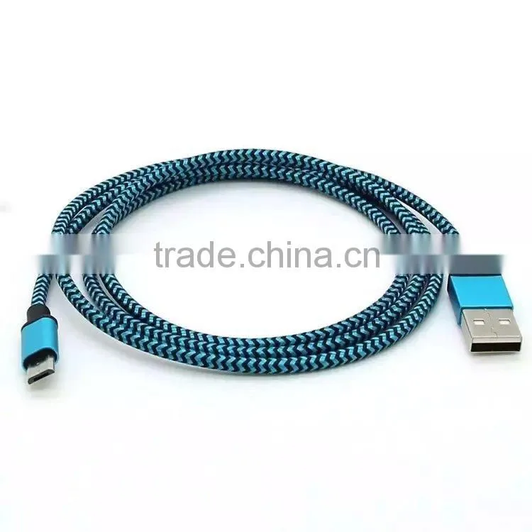 High Quality Colorful 1M 3FT for Samsung Braided Nylon Fabric Micro Charger Usb Cable
