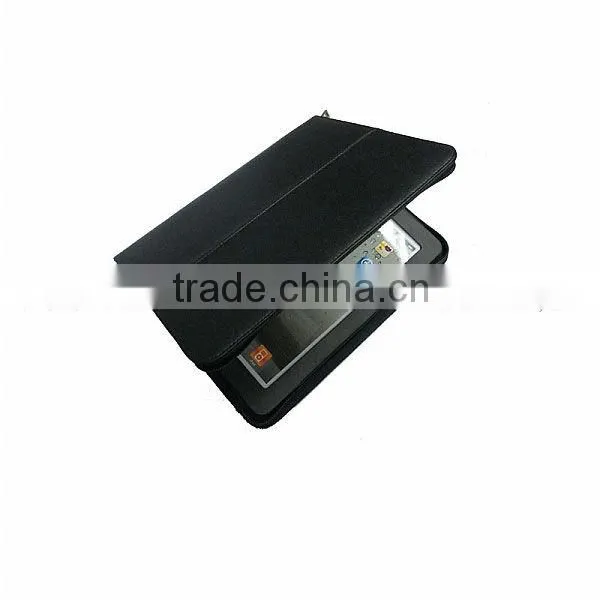 For new ipad zipper Geniune real leather case with credit card slot