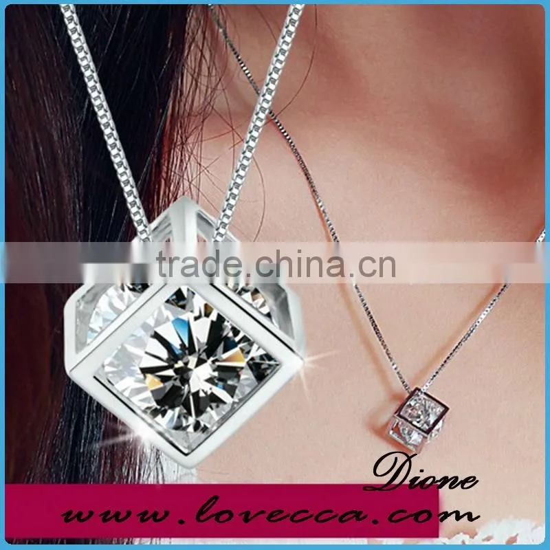 wholesale 2016 Hot round pendant with purple zircon stone sterling 925 silver necklace