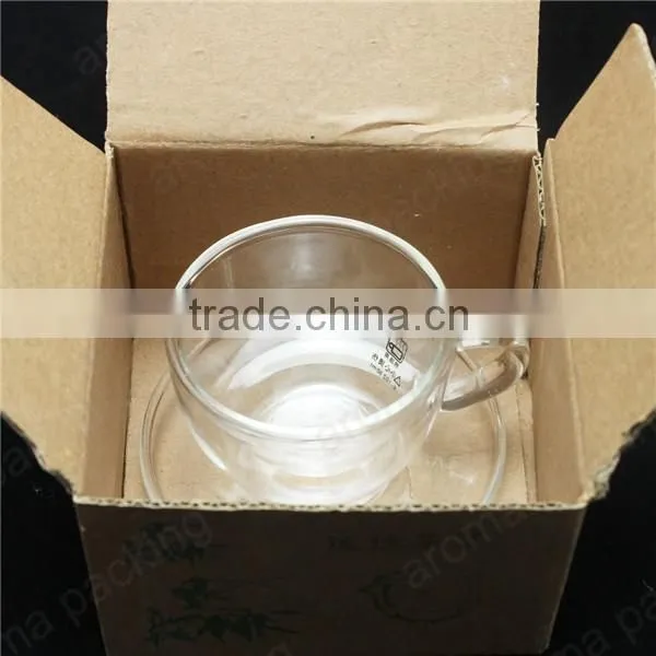 High quality double wall borosilicate glass cup with color box packing