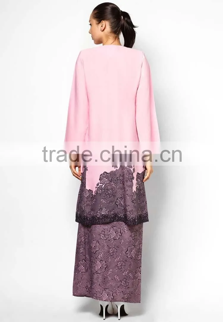 Loose style embroidered matched scarf women muslim dress