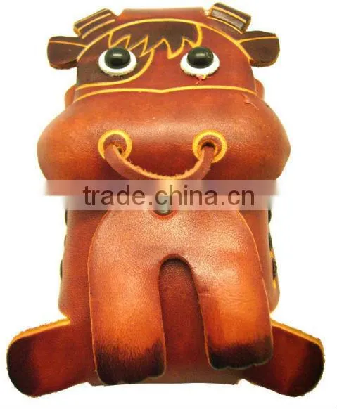wholesales animal shaped genuine leather coin purse/ wallet handmade leather coin purse customized leather coin purse