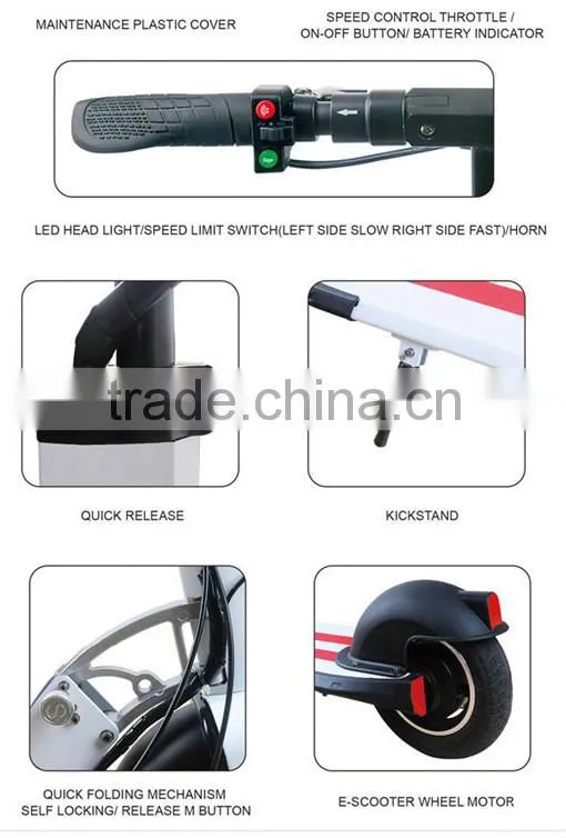 3-4H Charging Time and CE Certification 2 wheel electric foldable scooter