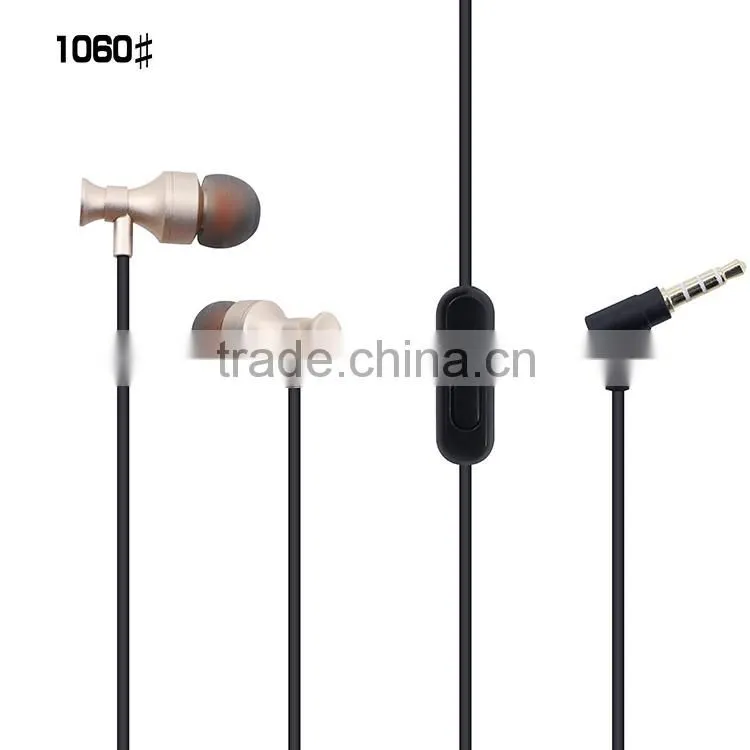 2016 new Mobile earphone, metal earphones with microphone,earphones with mic 3.5mm