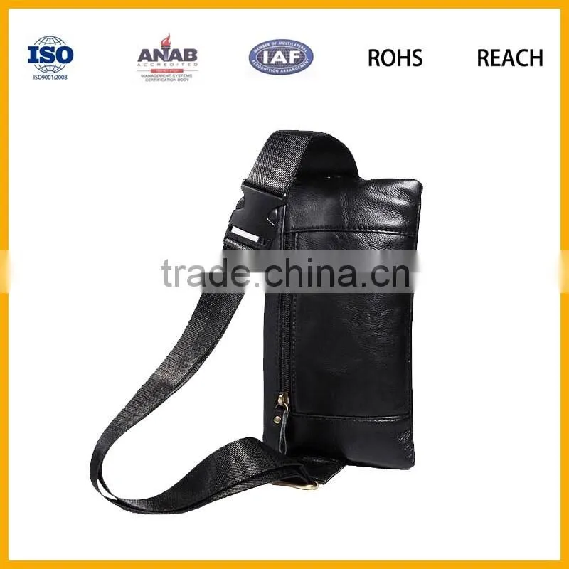 Factory Direct Sale High Quality Elegant PU Waist Bag with Two Small Pockets for Out sports, Business