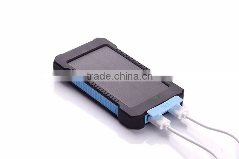 Waterproof 10000mah mini portable solar charger cell phone with camping light and compass