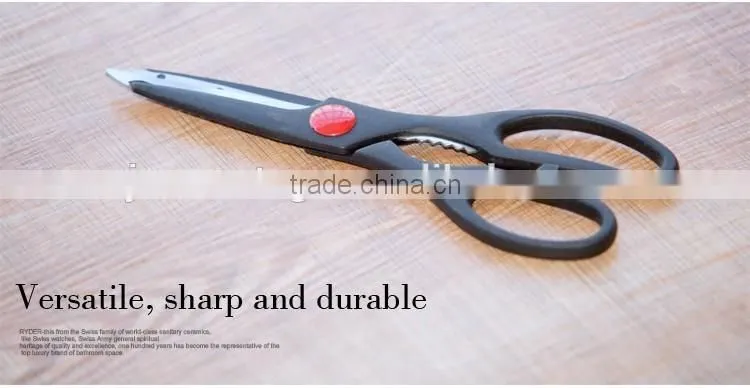 Multi-functional Scissors Stainless Steel Scissors black PP +red button