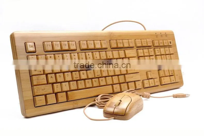 Factory supply 100% Bamboo Handcrafted Keyboard and Mouse Combo, wired and wireless style both available