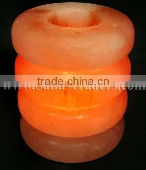 Natural Himalayan Crystal Rock Salt Ring Shape Design Tea Light / Candle Holder
