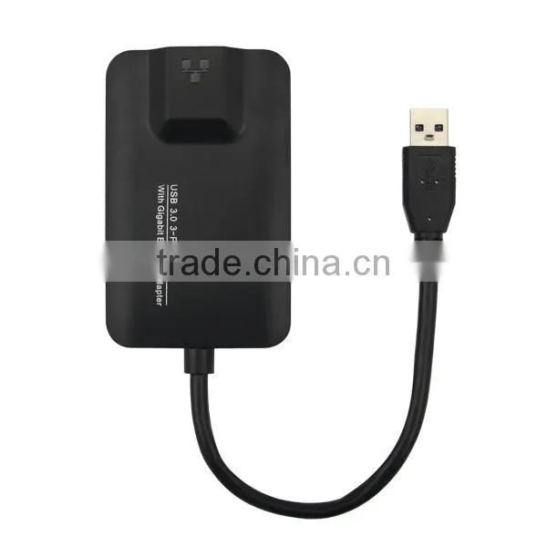 New Hot USB 3.0 USB Ethernet Adapter 3port Hub With Gigabit Ethernet Adapter