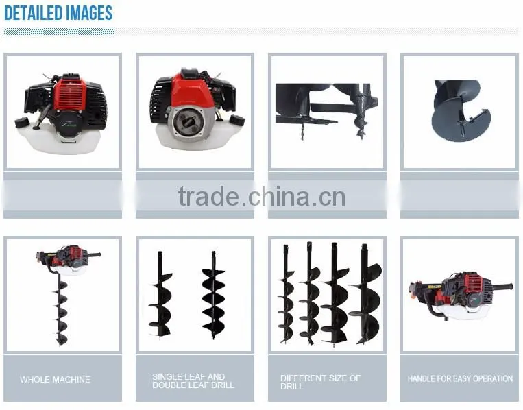 49cc gas powered earth auger with different size of drills