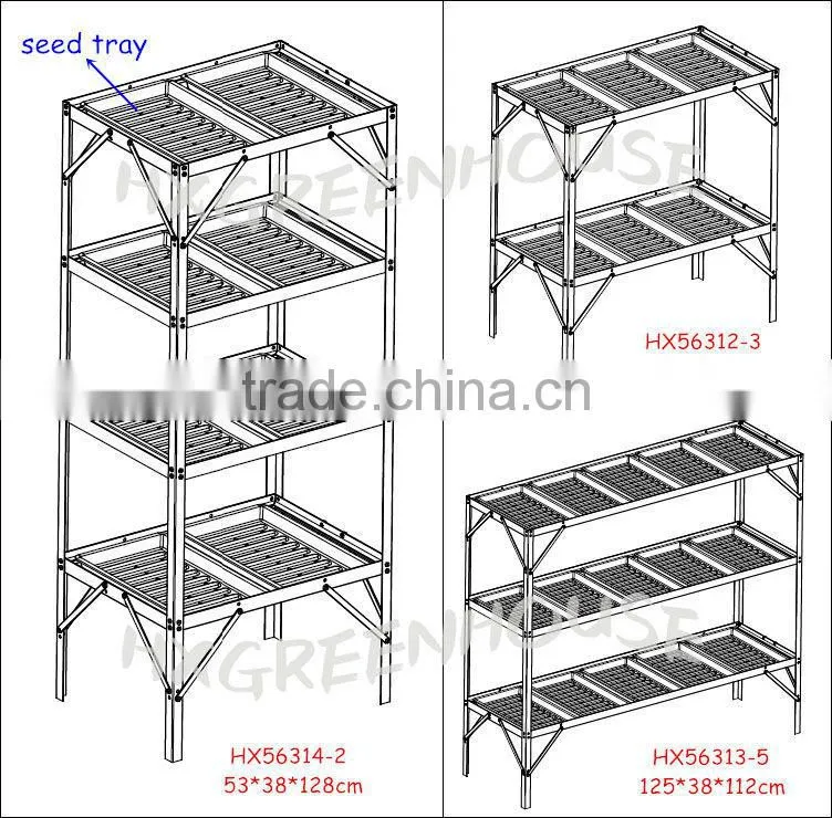 Widely used garden greenhouse portable staging with seed trays for sale HX56 series