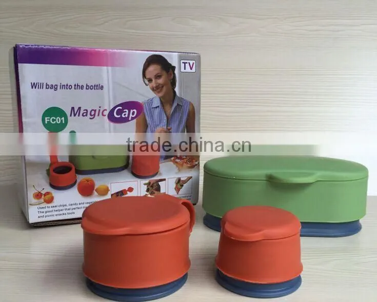 magic bag cap Plastic Food Meat Snack Storage Seal Bag Magic Cap Brand Set of 3 Magic Bag Caps