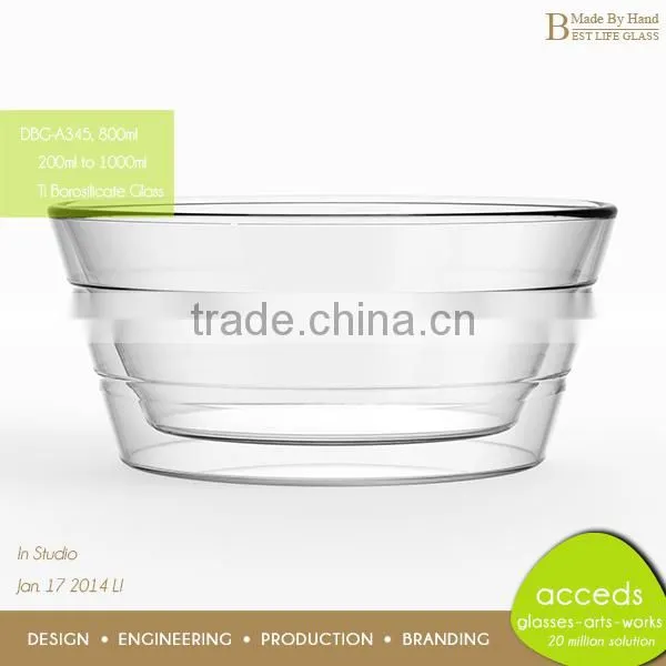 Newest Double Layer Pyrex Glass Icecream Bowl
