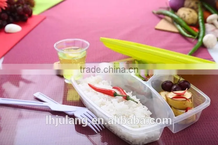BPA-Free Foodgrade plastic lunch box with fork and knife,plastic lunch box set with fork