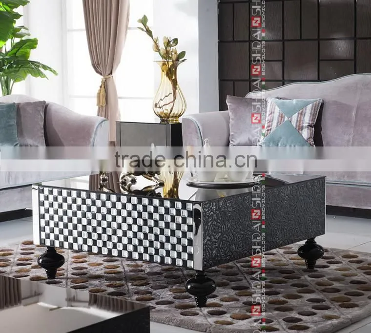 black tempered glass coffee table, TV Cabinet